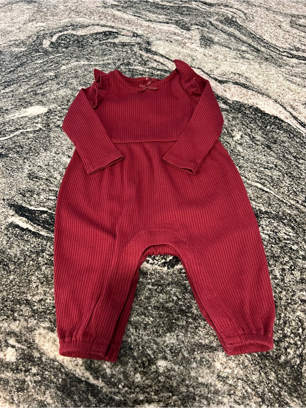Old Navy Burgundy Ribbed Long-Sleeve One-Piece
